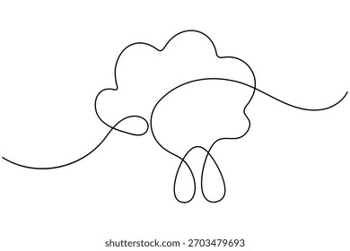 Gota de agua continua una línea dibujando sobre fondo blanco minimalista icono de lluvia limpia Ilustración vectorial de contorno