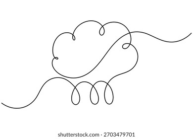 Gota de agua continua una línea dibujando sobre fondo blanco minimalista icono de lluvia limpia Ilustración vectorial de contorno