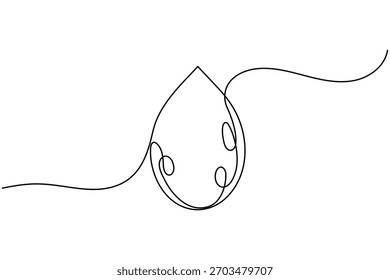 Gota de agua continua una línea dibujando sobre fondo blanco minimalista icono de lluvia limpia Ilustración vectorial de contorno