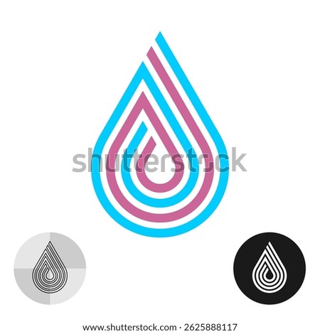 Water drop creative logo. Tear consist of parallel lines geometrical symbol