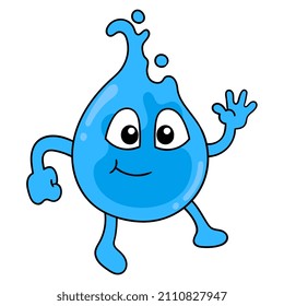 una criatura que cae agua es feliz, ilustración vectorial art. doodle imagen kawaii.