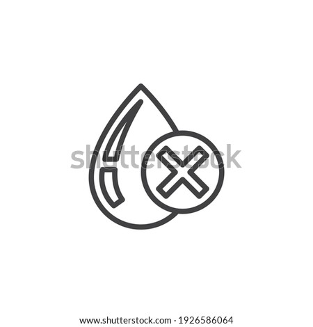 Water drop and cross mark line icon. linear style sign for mobile concept and web design. Poor water quality outline vector icon. Symbol, logo illustration. Vector graphics