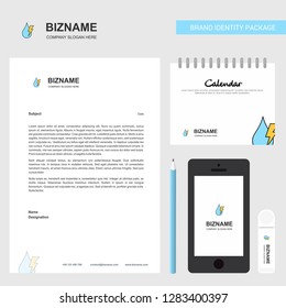 Water drop with current Business Letterhead, Calendar 2019 and Mobile app design vector template