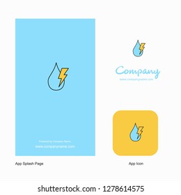 Water drop with current Company Logo App Icon and Splash Page Design. Creative Business App Design Elements