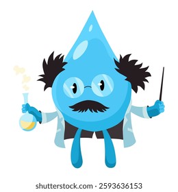 Water drop. Cute aqua character. Sticker for social networks. Cartoon flat vector illustrations isolated on white background