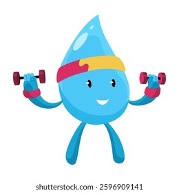 Water drop. Cute aqua character. Sticker for social networks. Cartoon flat vector illustrations isolated on white background