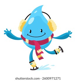 Water drop. Cute aqua character. Sticker for social networks. Cartoon flat vector illustrations isolated on white background