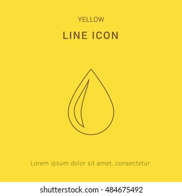 Water Drop Cute yellow thin line icon / logo Design