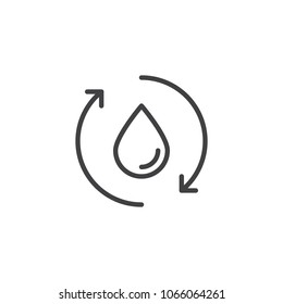 Water Drop cycling arrows outline icon. linear style sign for mobile concept and web design. Ecology Recycle simple line vector icon. Symbol, logo illustration. Pixel perfect vector graphics