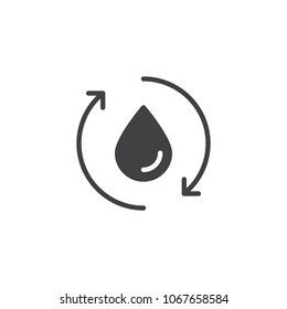 Water Drop cycling arrows vector icon. filled flat sign for mobile concept and web design. Ecology Recycle simple solid icon. Symbol, logo illustration. Pixel perfect vector graphics