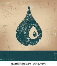 Water drop design on old paper background,grunge concept,vector