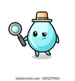 water drop detective character is analyzing a case , cute style design for t shirt, sticker, logo element