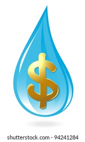 Water drop with dollar symbol