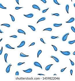 Water drop doodle hand drawn seamless pattern. Wrapping template. Vector illustration.