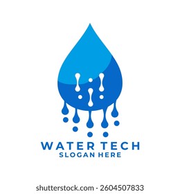 Water Drop with Dot Tech logo design vector template