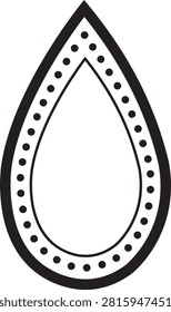 Water Drop Dotted Border Frame with Stitched Outline for Labels, Logos, Wedding Invitations, Stickers and Decorative Graphic Designs