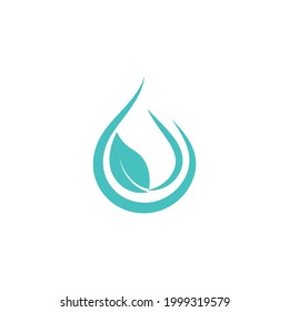 Water drop  droplet with leaf for natural fresh healthy eco logo design vector