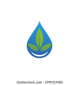 Water drop  droplet with leaf for natural fresh healthy eco logo design vector
