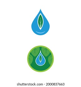 Goma de gota de agua con hoja para el diseño de logotipo ecológico natural fresco y saludable vector