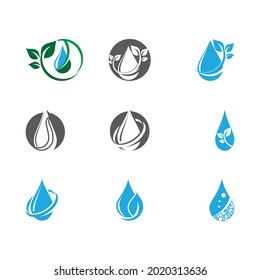 Water drop  droplet with leaf for natural fresh healthy eco logo design vector