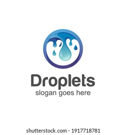 diseño del logotipo de gota de agua y gotitas