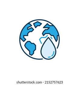 Water Drop with Earth Globe vector concept modern icon or design element