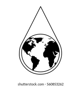 water drop with earth planet vector illustration design