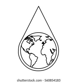 water drop with earth planet vector illustration design