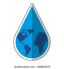 water drop with earth planet vector illustration design