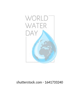 Water drop with earth for World Water Day. World Water Day logo, illustration design.
