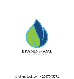 Water drop eco leaf logo design template icon. Can be used in ecological, medical, chemical, food and oil design.