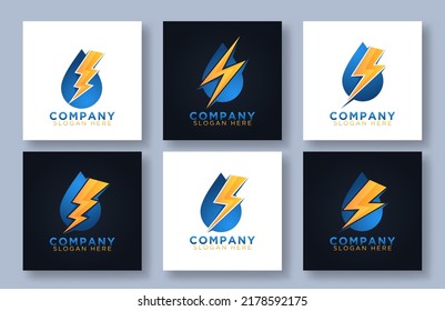 water drop electric logo design vector illustration
