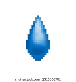 Water drop element icon. Pixel 8 bit style