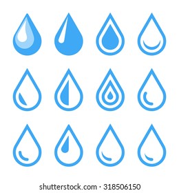 Water Drop Emblem. Logo Template. Icon Set. Vector.