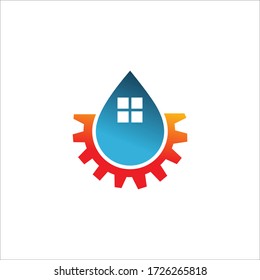 water drop end home vector logo design template