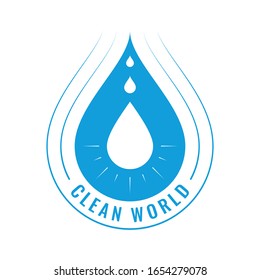 water drop, energy and clean world logo. clean world logo