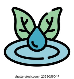 Water drop energy icon outline vector. Eco resource. Power plant color flat