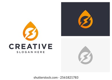 water drop and energy logo vector