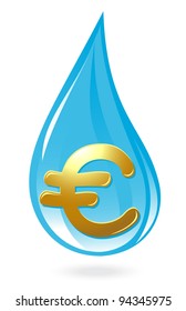 Water drop with euro symbol