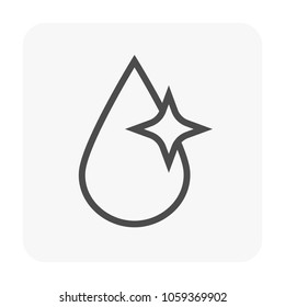 Water drop, fall or droplet vector icon. Liquid or fluid with simple abstract shape. Concept for nature, natural, clean, pure, wet, fresh, moisture, purified, quality, raindrop, plumbing, filtration.