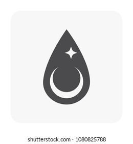 Water drop, fall or droplet vector icon. Liquid or fluid with simple abstract shape. Concept for nature, natural, clean, pure, wet, fresh, moisture, purified, quality, raindrop, plumbing, filtration.