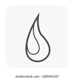 Water drop, fall or droplet vector icon. Liquid or fluid with simple abstract shape. Concept for nature, natural, clean, pure, wet, fresh, moisture, purified, quality, raindrop, plumbing, filtration.