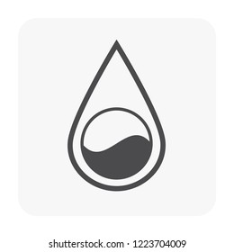 Water drop, fall or droplet vector icon. Liquid or fluid with simple abstract shape. Concept for nature, natural, clean, pure, wet, fresh, moisture, purified, quality, raindrop, plumbing, filtration.