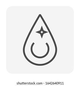 Water drop, fall or droplet vector icon. Liquid or fluid with simple abstract shape. Concept for nature, natural, clean, pure, wet, fresh, moisture, purified, quality, raindrop, plumbing, filtration.