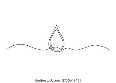 Gota de agua que cae en una superficie ondulada, un dibujo de línea