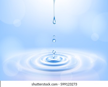 Water Drop falling making droplet splash and waves clean and fresh symbol.