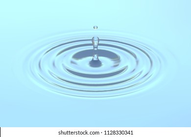 Water drop falling on water surface background