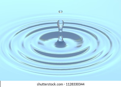 Water drop falling on water surface background