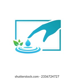 water drop and finger logo design