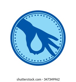 water drop in the finger. logo vector.